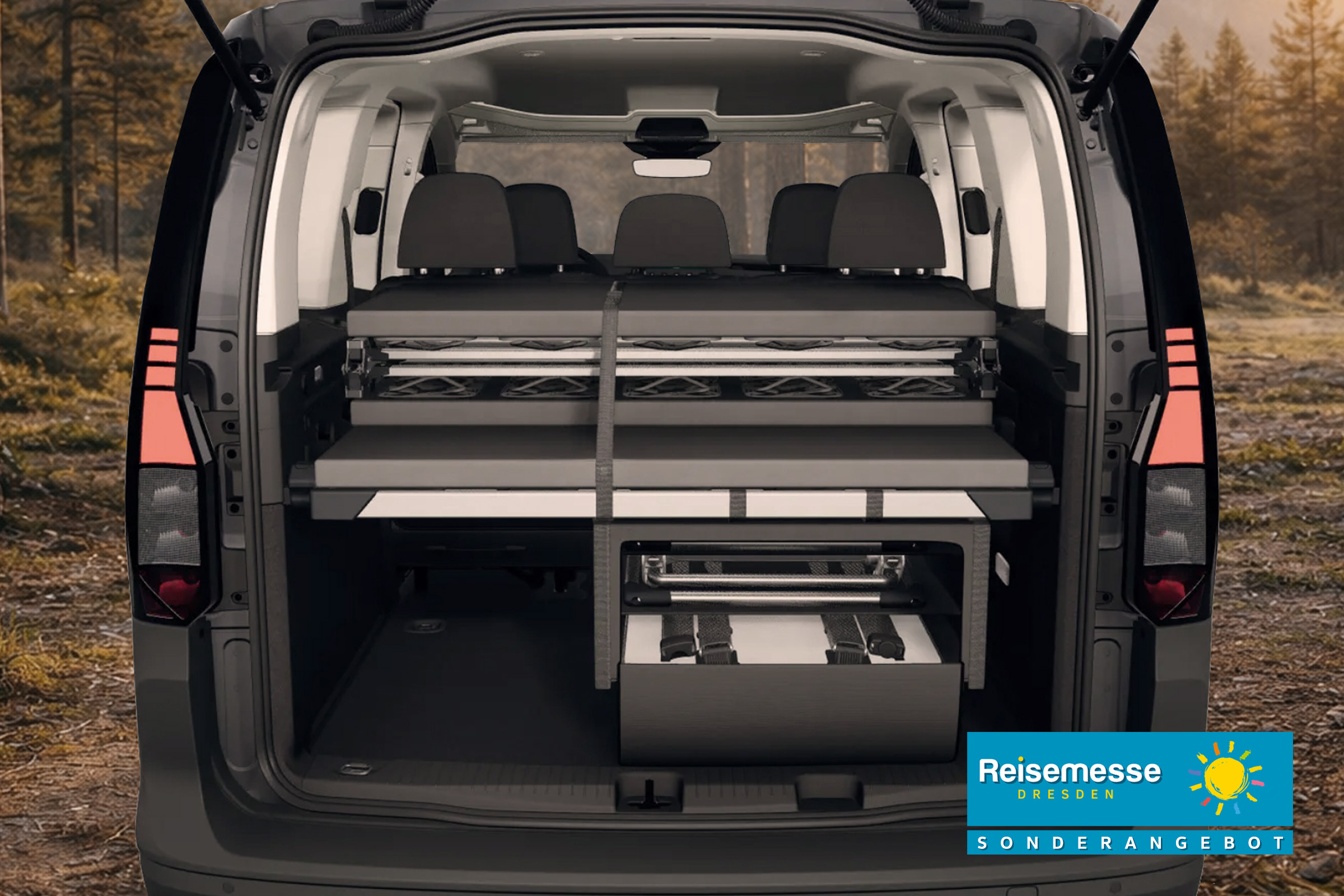 Ein Blick in das Heck des Caddy